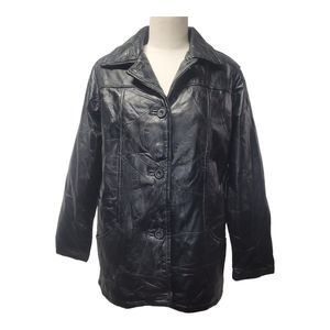 Tudor Court Leather Genuine Black Jacket Coat Size Small